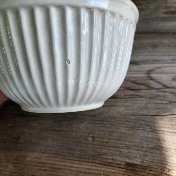 ANTIQUE Union Pacific Railroad Mixing Chefs Bowl 7" Stoneware Rib Cream Railway - Picture 5 of 9